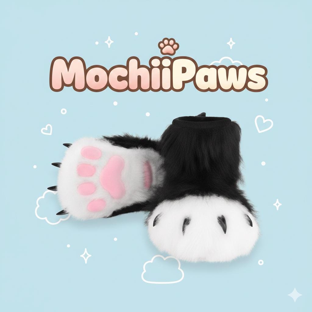 Furry Faux Fur Paw Shoes – Plush Cosplay Costume Boots with Claws, Kawaii Fursuit Feet