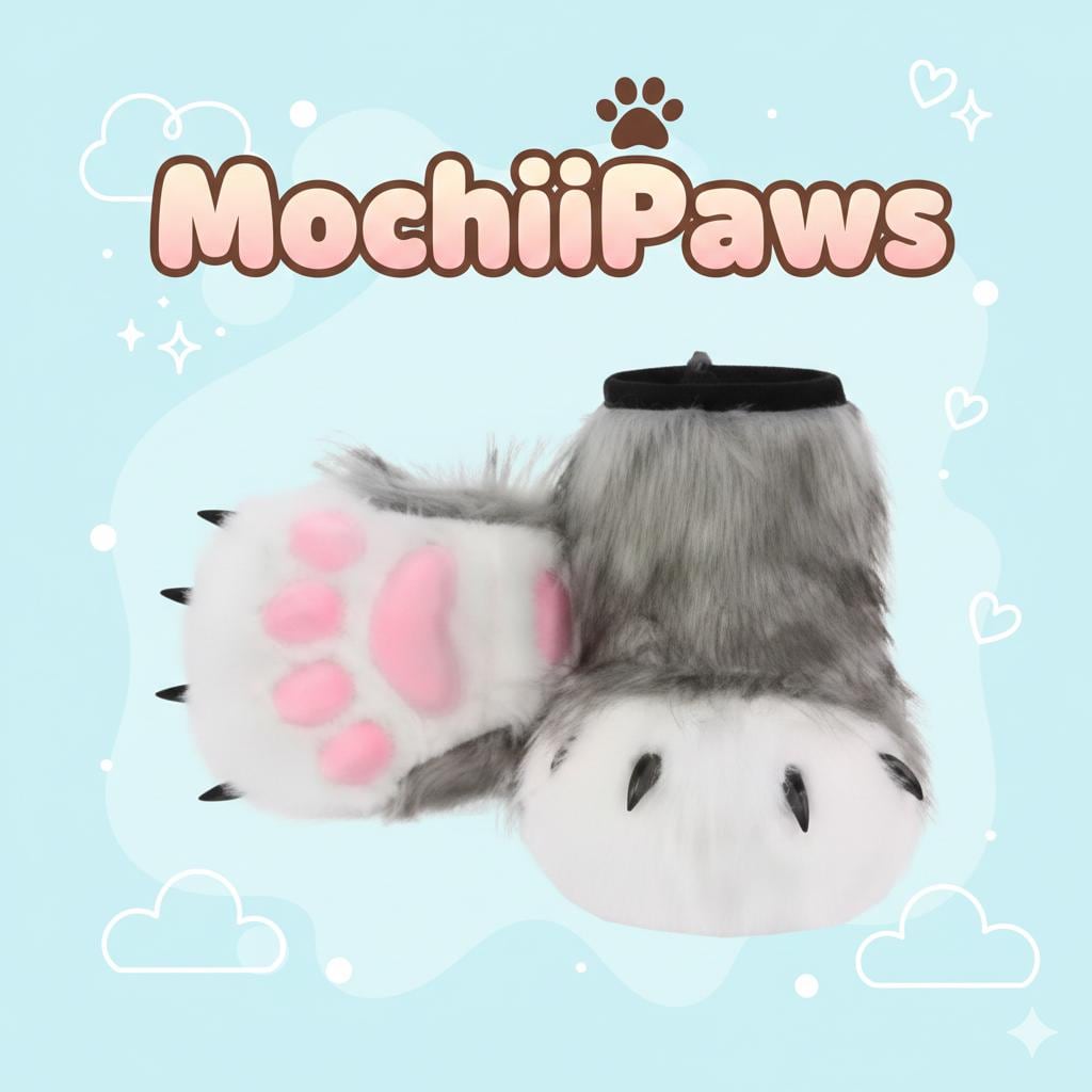 Furry Faux Fur Paw Shoes – Plush Cosplay Costume Boots with Claws, Kawaii Fursuit Feet
