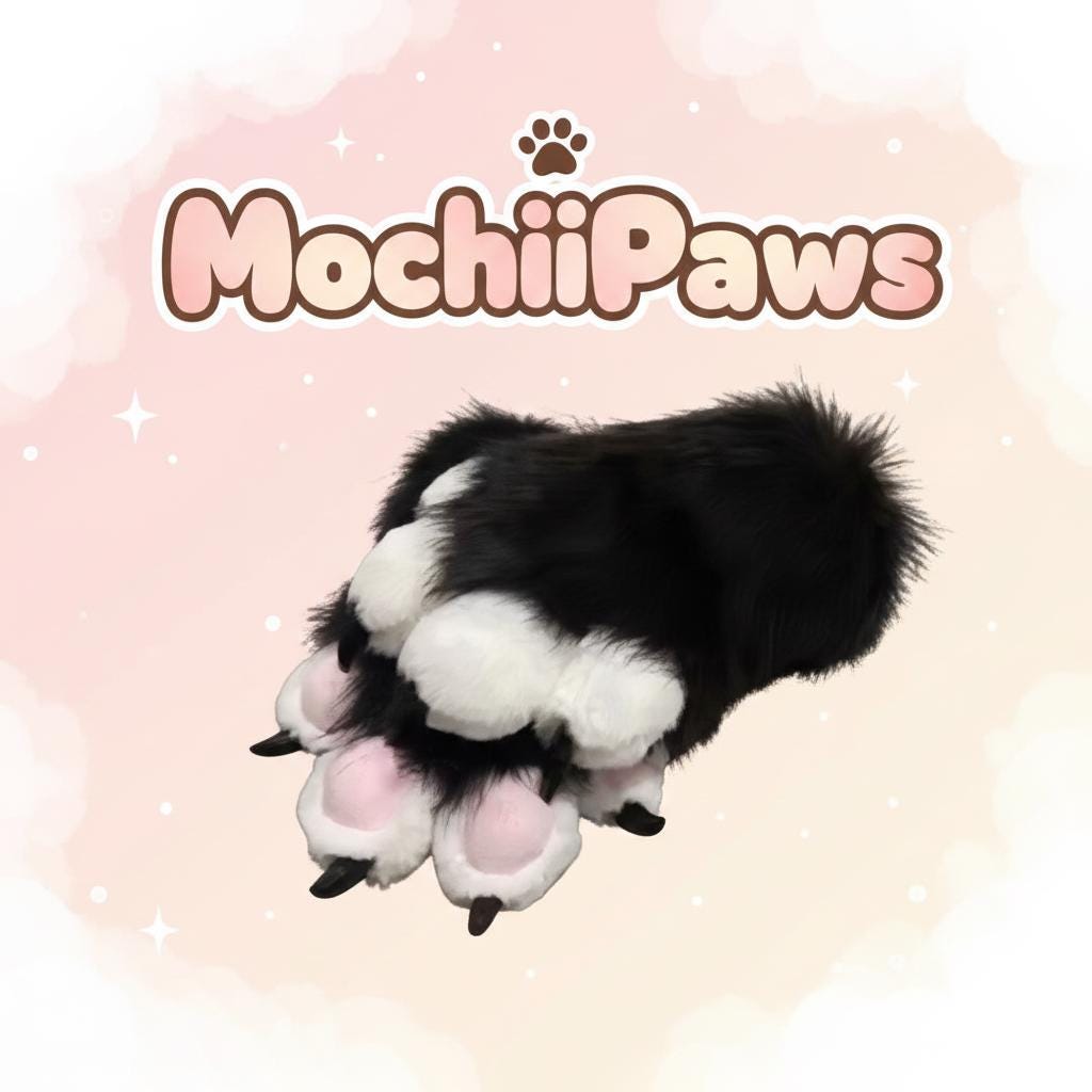 Customizable Color Furry Paw Gloves with Claws – Custom Plush Faux Fur Fursuit Paws