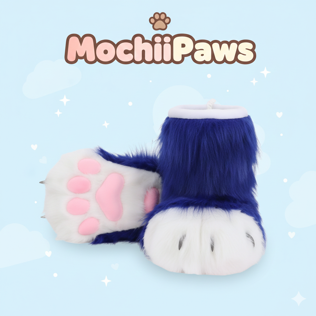 Furry Faux Fur Paw Shoes – Plush Cosplay Costume Boots with Claws, Kawaii Fursuit Feet