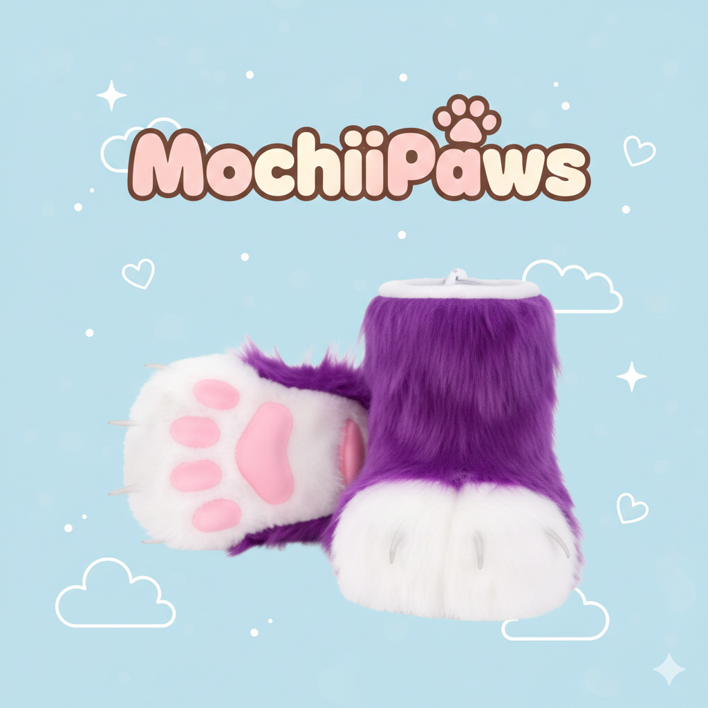 Furry Faux Fur Paw Shoes – Plush Cosplay Costume Boots with Claws, Kawaii Fursuit Feet