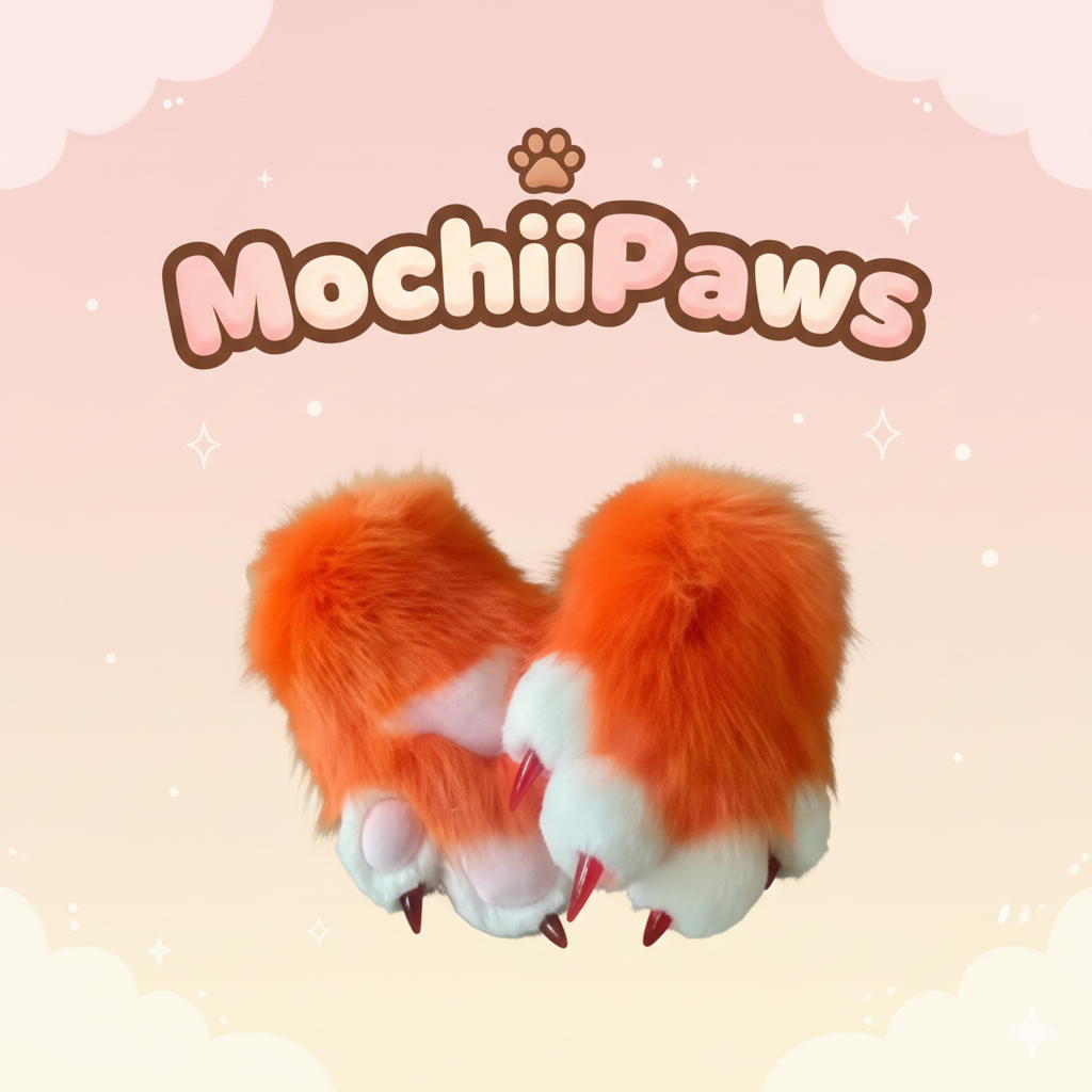 Customizable Color Furry Paw Gloves with Claws – Custom Plush Faux Fur Fursuit Paws