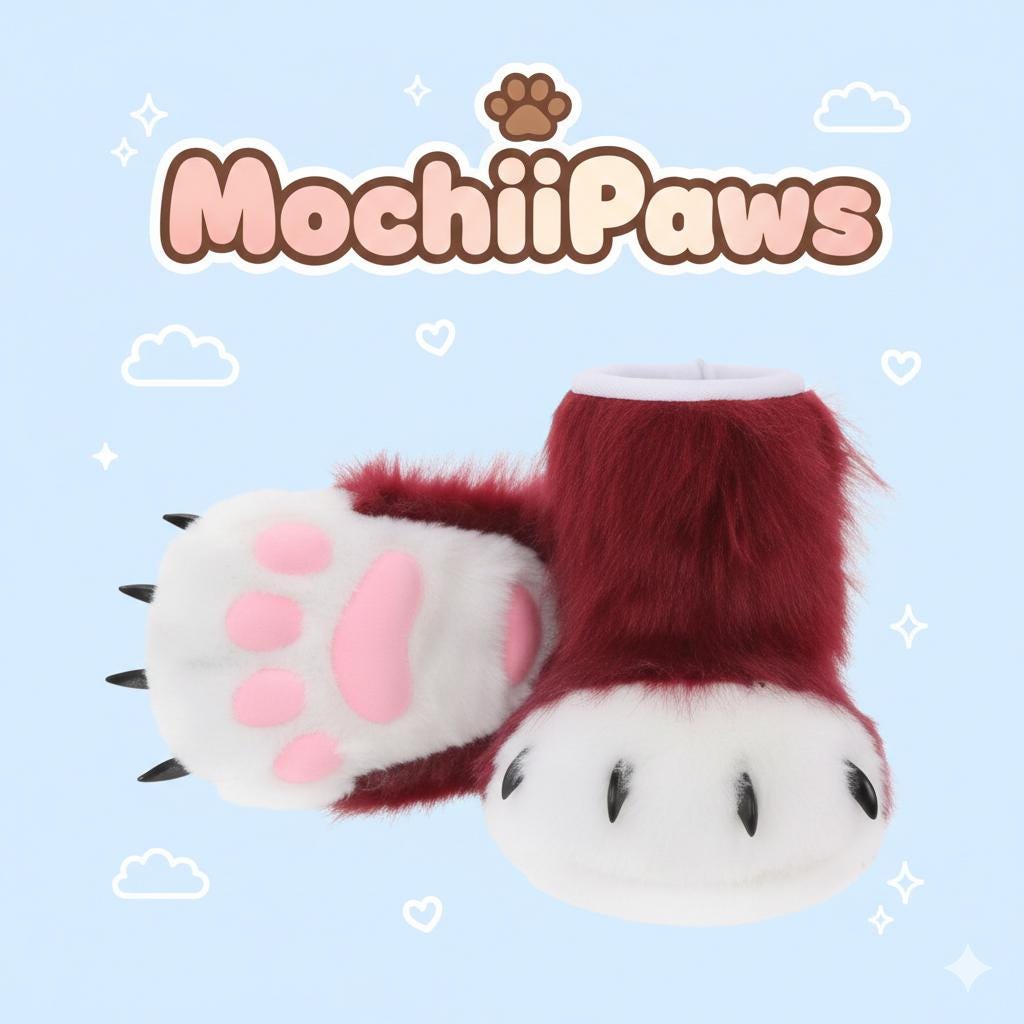 Furry Faux Fur Paw Shoes – Plush Cosplay Costume Boots with Claws, Kawaii Fursuit Feet