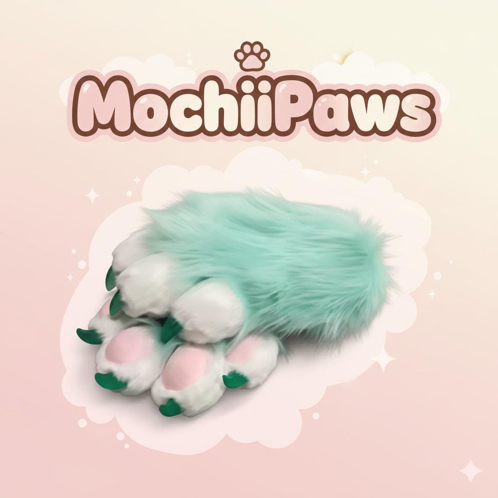 Customizable Color Furry Paw Gloves with Claws – Custom Plush Faux Fur Fursuit Paws